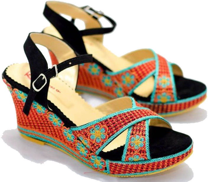 Colorful Wedge Sandals PNG Image