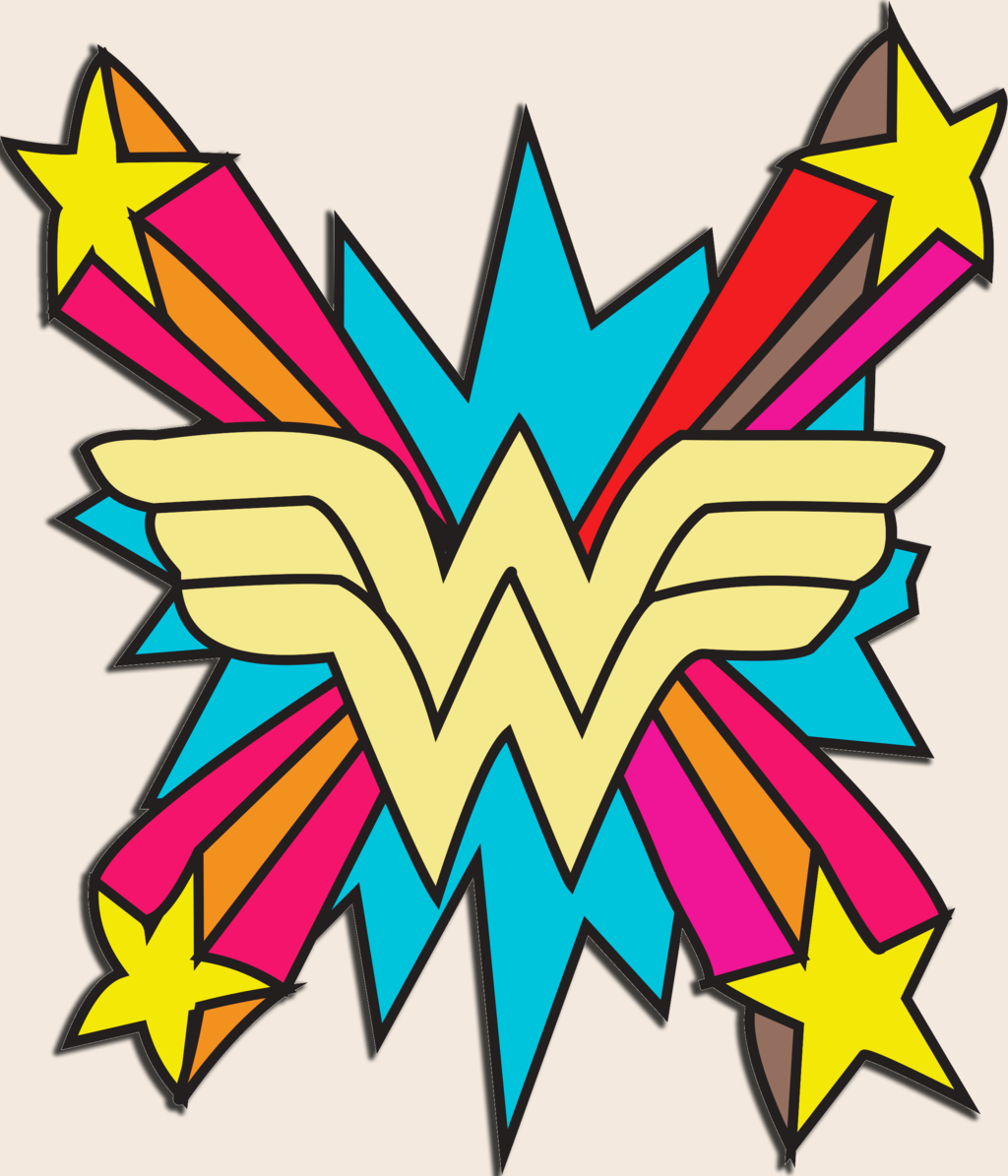 Colorful Wonder Woman Logo Art PNG Image