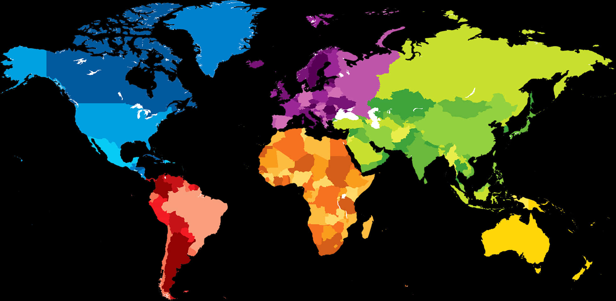 Colorful World Map PNG Image