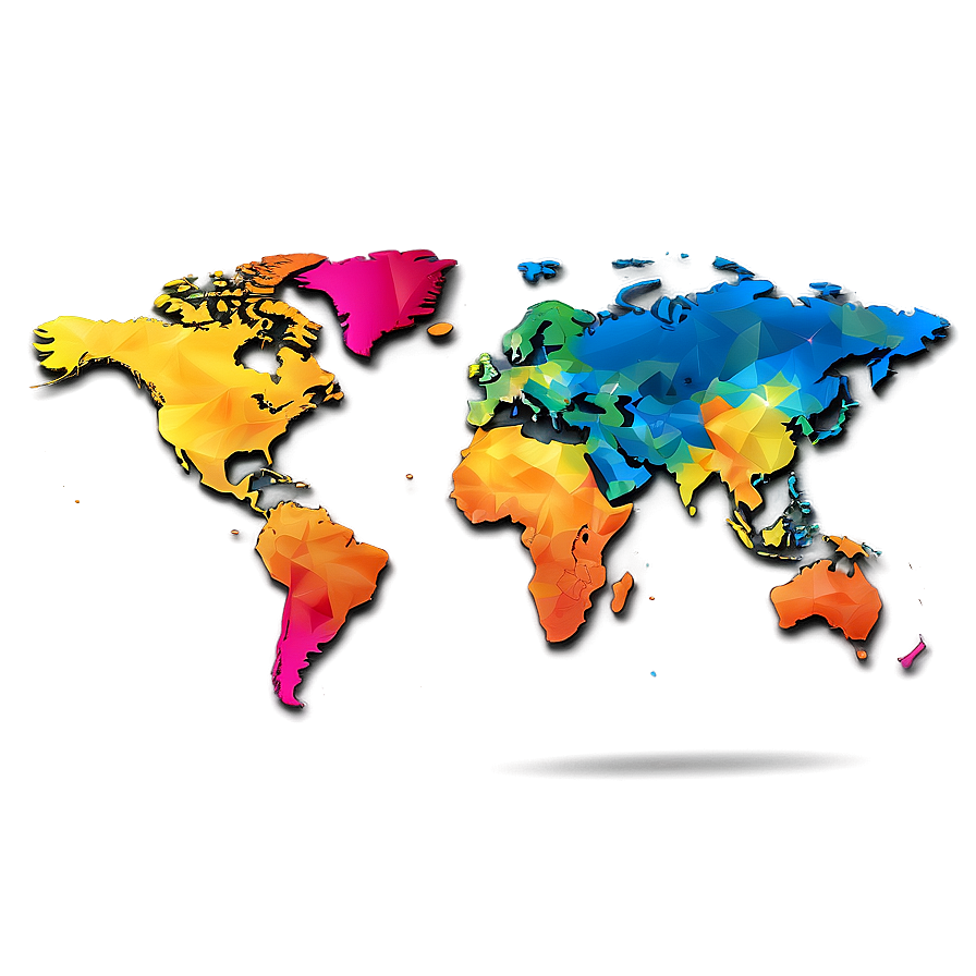 Colorful World Map Vector Png Mjt8 PNG Image