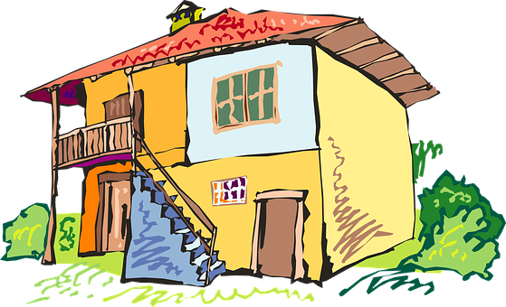 Colorful Yellow House Illustration PNG Image