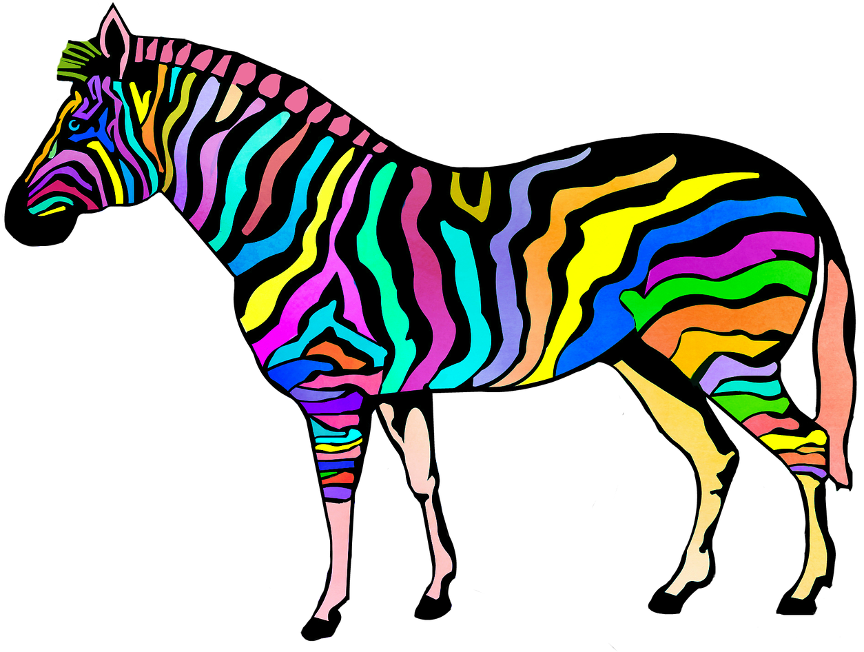 Colorful Zebra Artwork PNG Image