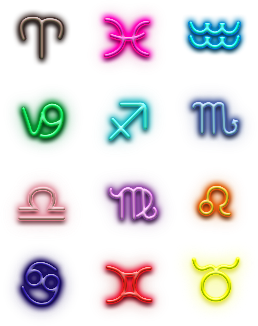 Colorful Zodiac Signs Icons PNG Image