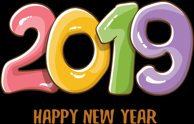 Colorful2019 Happy New Year Illustration PNG Image