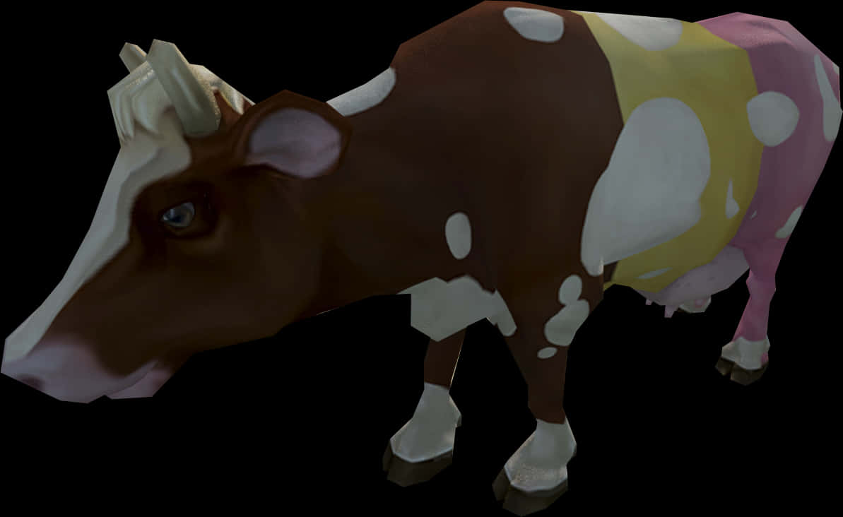 Colorful3 D Cow Model PNG Image