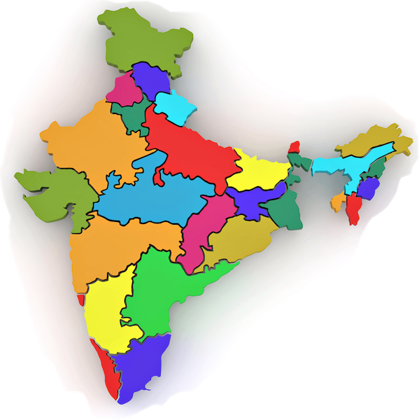 Colorful3 D India Map PNG Image