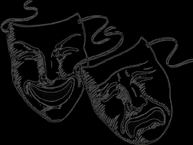 Comedy Tragedy Masks Sketch PNG Image