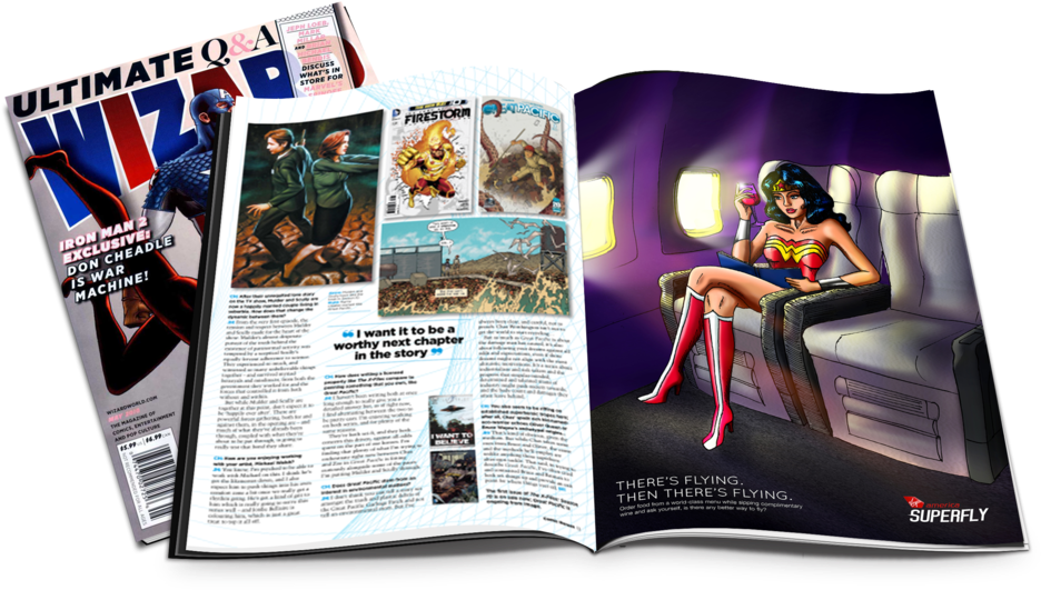 Comic Magazine Spread Wonder Woman Ad PNG Image