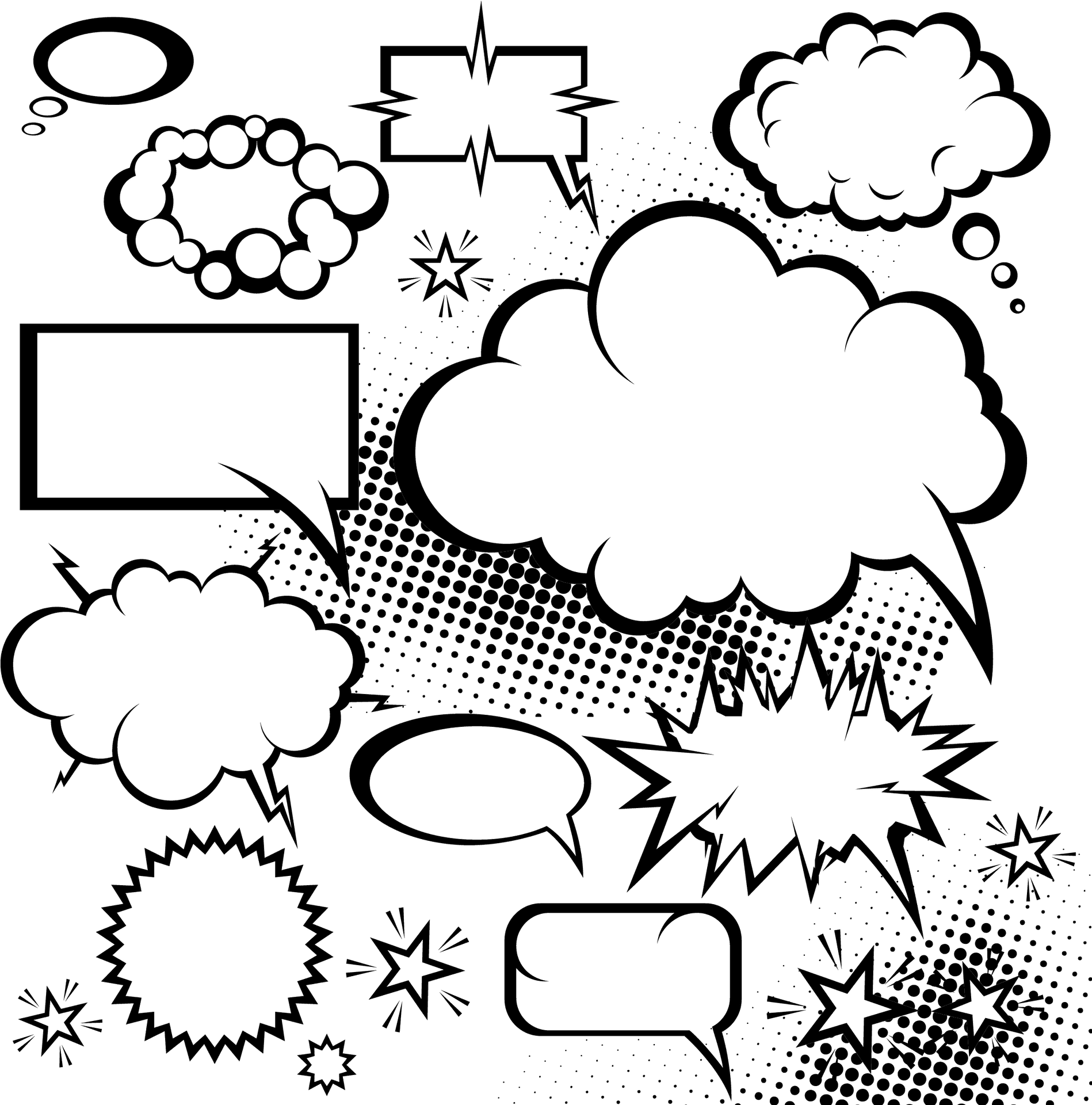 Comic Speech Bubbles Collection PNG Image