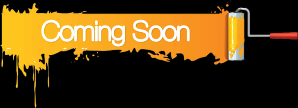 Coming Soon Paint Roller Banner PNG Image