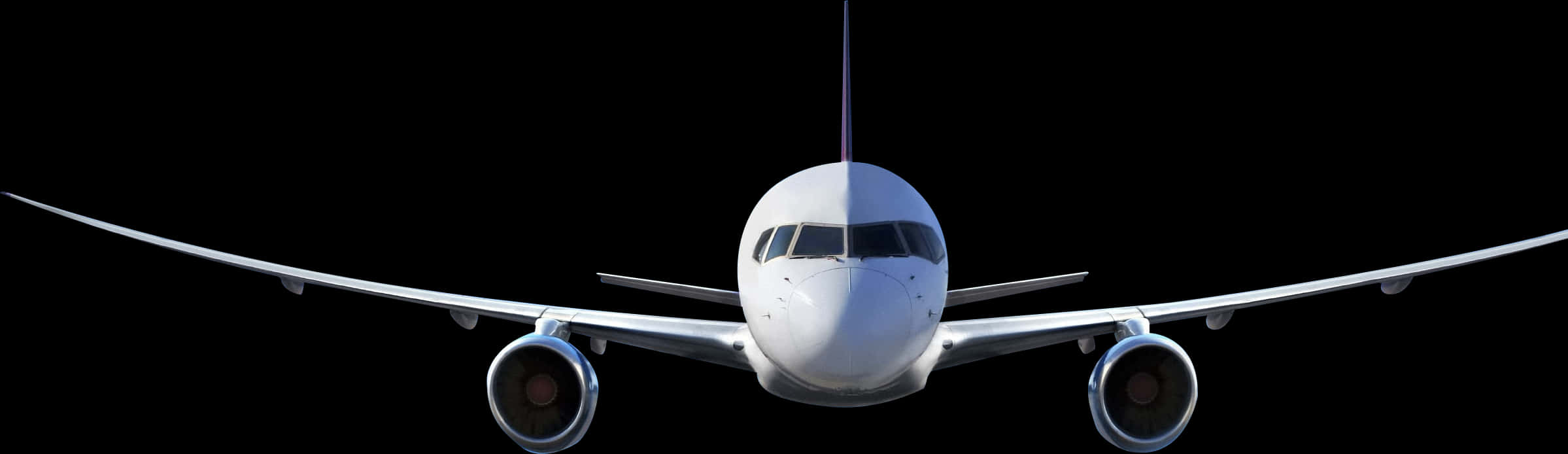 Commercial Airplane Front View Night Sky PNG Image