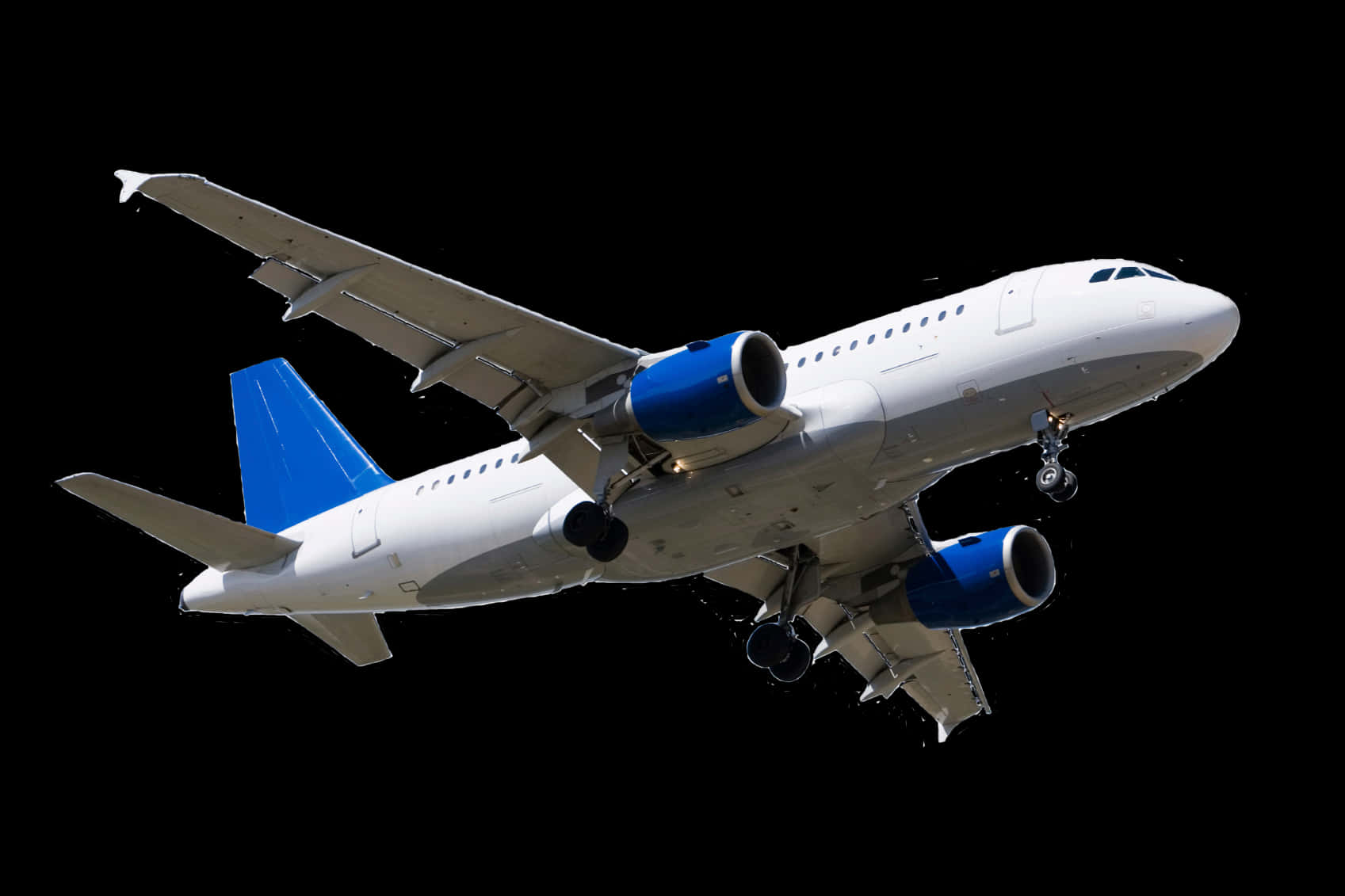 Commercial Airplane Isolated On Black PNG Image