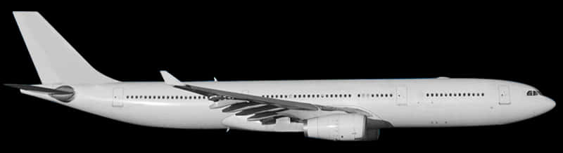 Commercial Airplane Side View Blackand White PNG Image