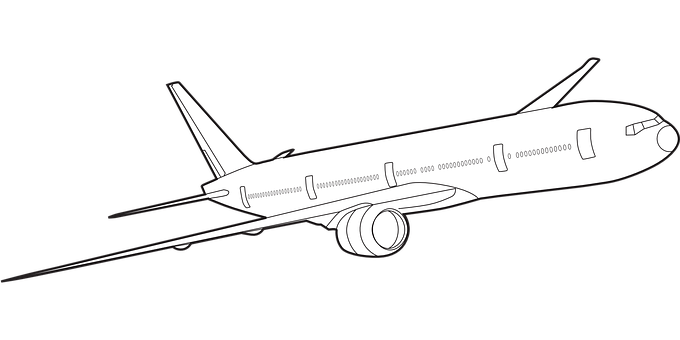 Commercial Airplane Silhouette PNG Image