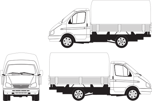 Commercial Delivery Vehicles Vector Illustration PNG Image