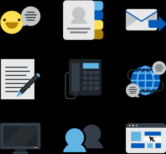 Communication Icons Set PNG Image