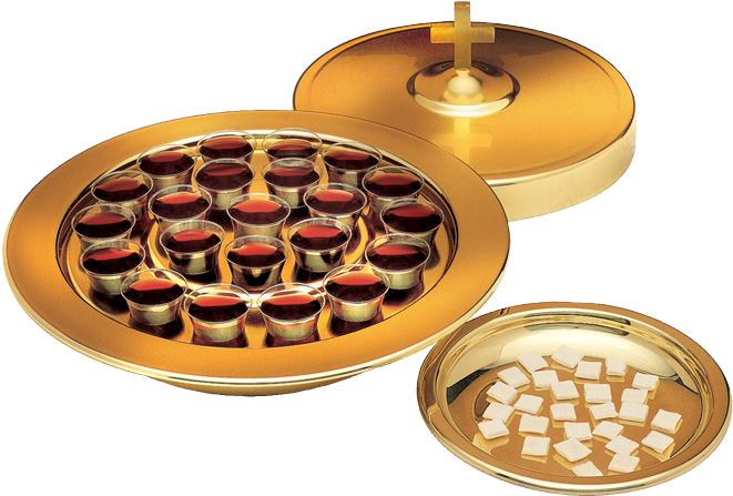 Communion Elements Golden Vessels PNG Image