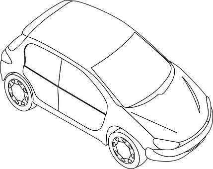 Compact Car Line Art Illustration PNG Image