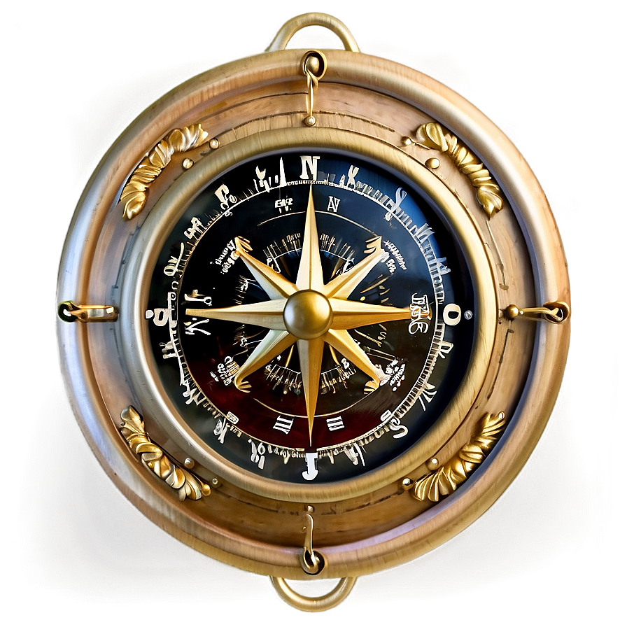 Compass On Wooden Table Png Tft PNG Image