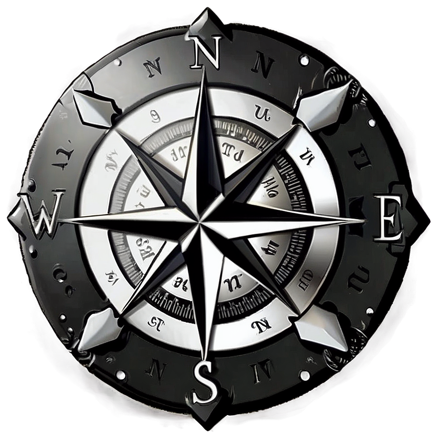 Compass Rose In Black And White Png 05252024 PNG Image