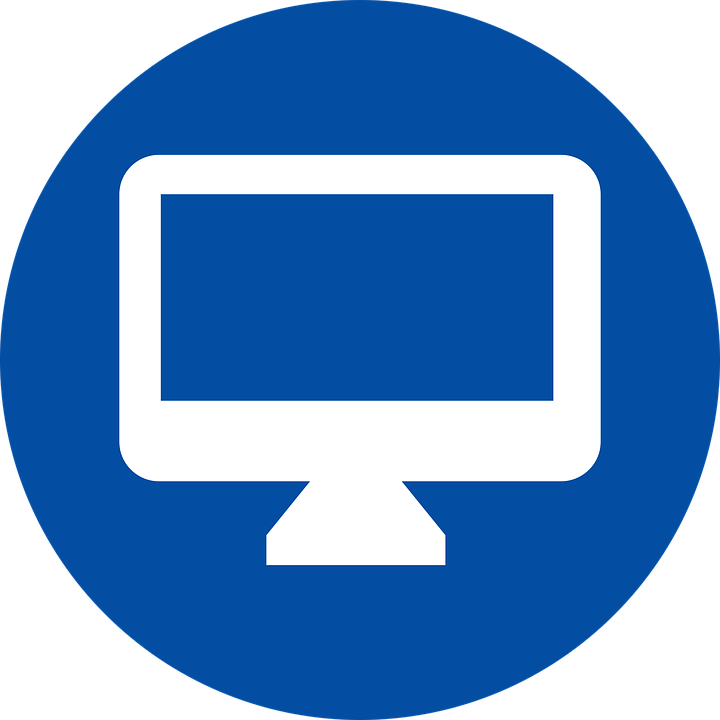 Computer Monitor Icon Blue Circle PNG Image