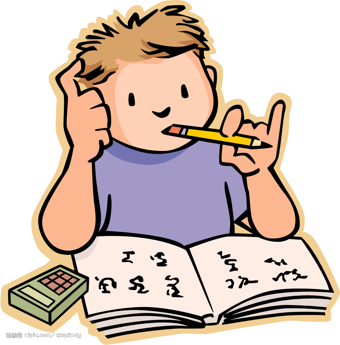 Concentrated Student Studying PNG Image