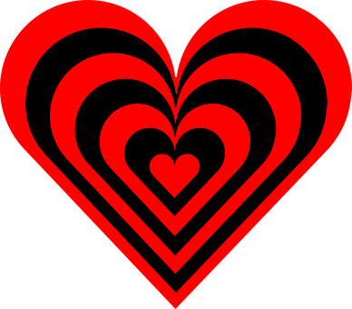 Concentric Hearts Redon Black PNG Image