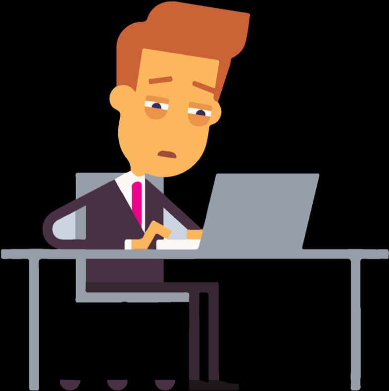 Concerned Businessman At Desk PNG Image