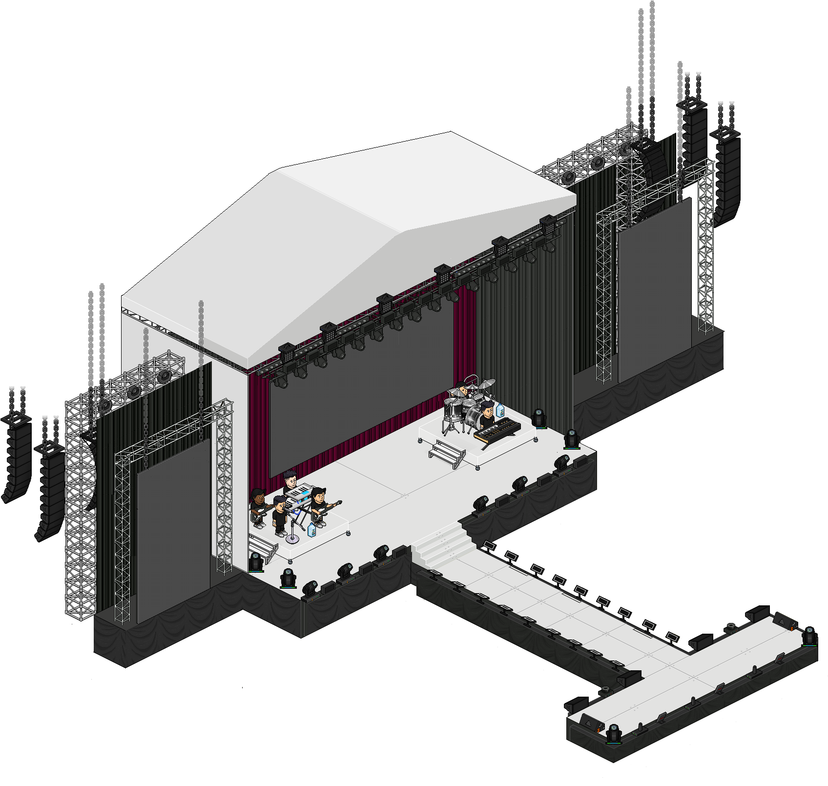 Concert Stage Setup Isometric View PNG Image