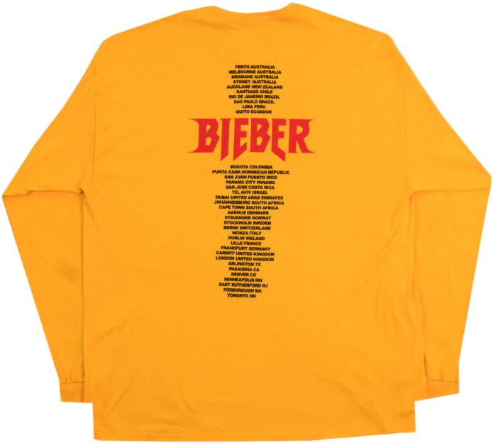 Concert Tour Yellow Long Sleeve Shirt PNG Image