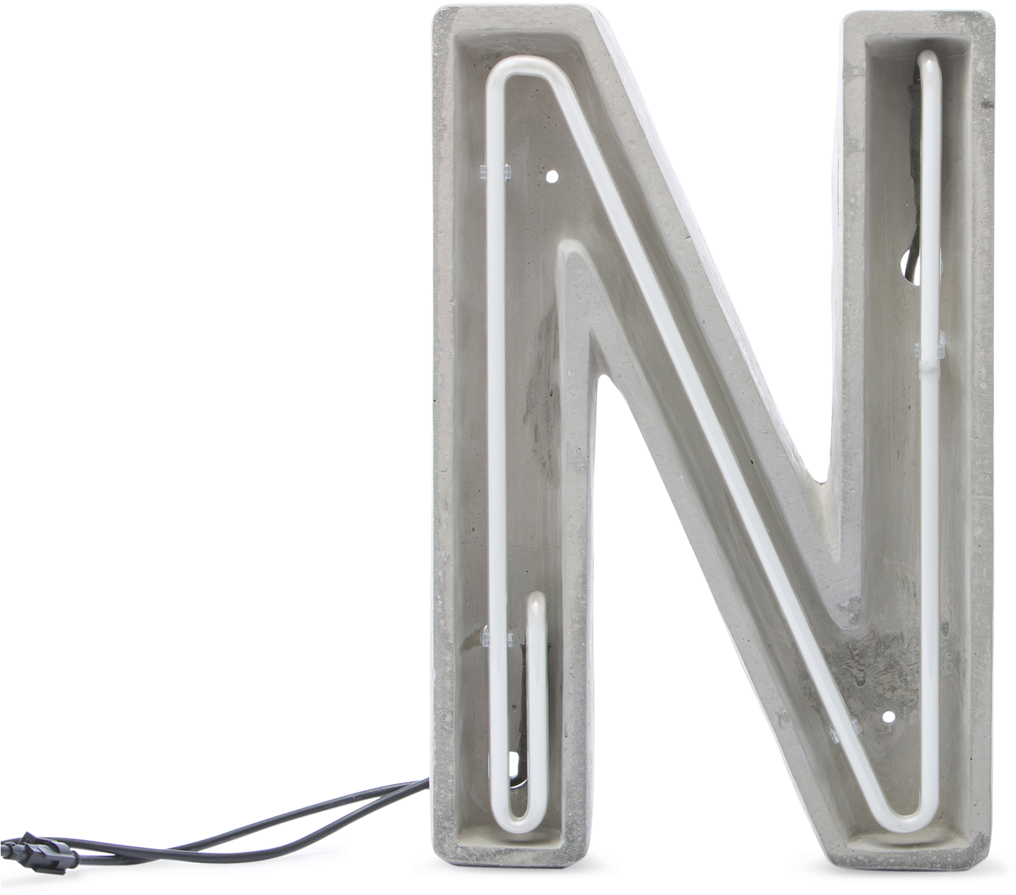 Concrete Neon Letter N PNG Image