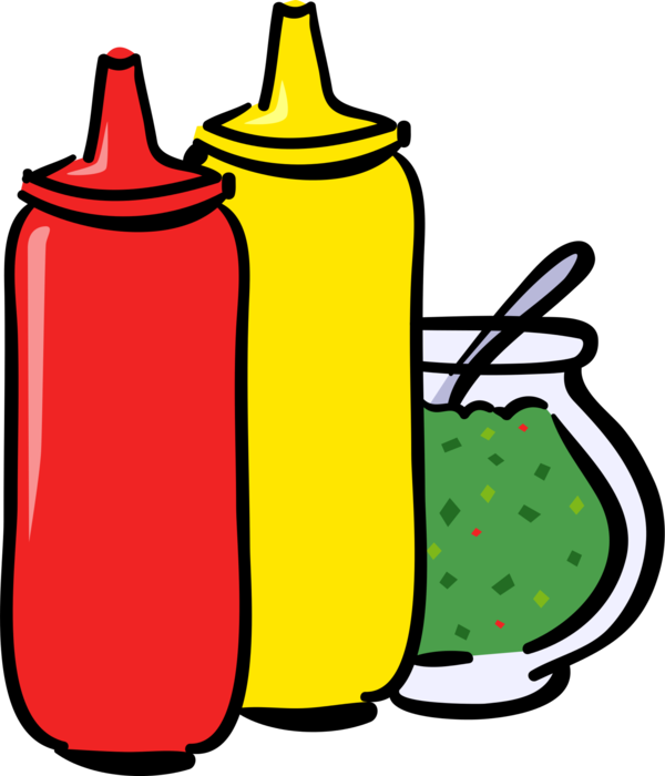 Condiment Bottles Cartoon Illustration PNG Image