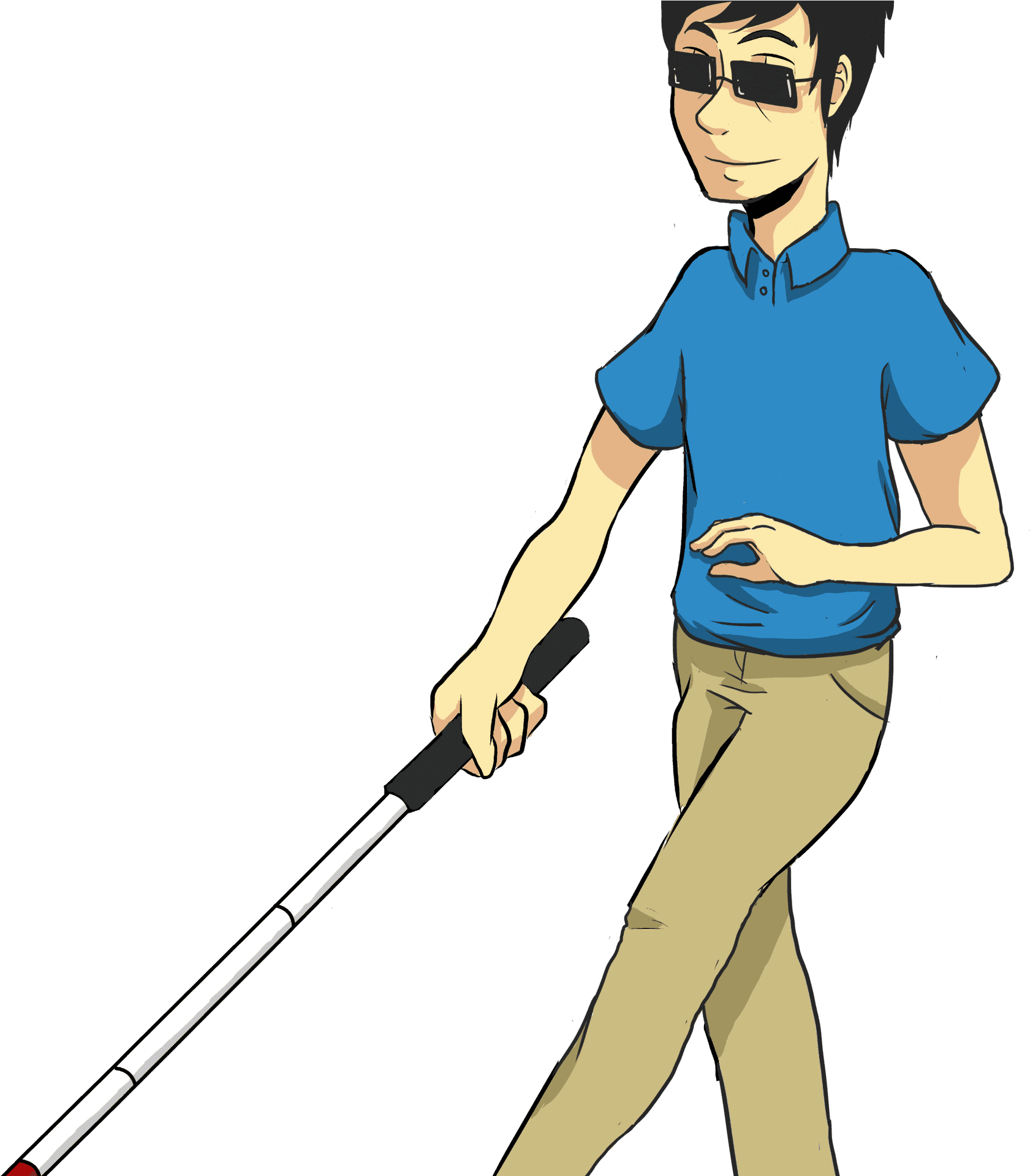 Confident Blind Person Walking PNG Image