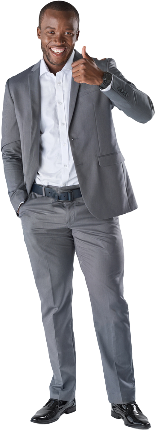 Confident Businessman Giving Thumbs Up PNG Image