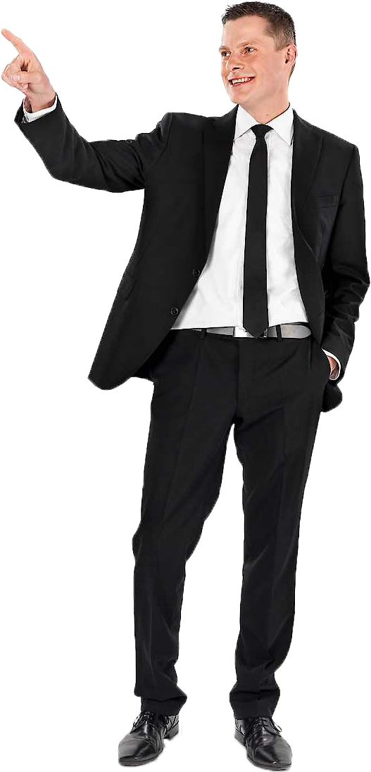 Confident Businessman Pointing Forward PNG Image