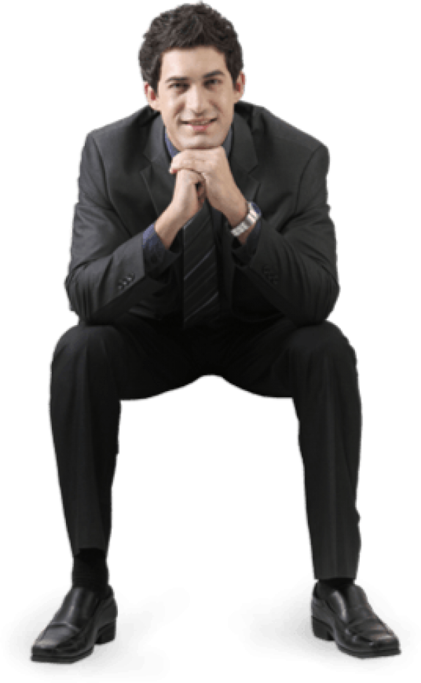 Confident Businessmanin Black Suit PNG Image