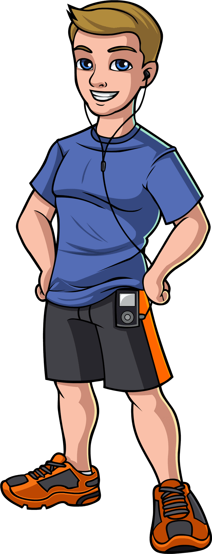 Confident Cartoon Boy Character PNG Image