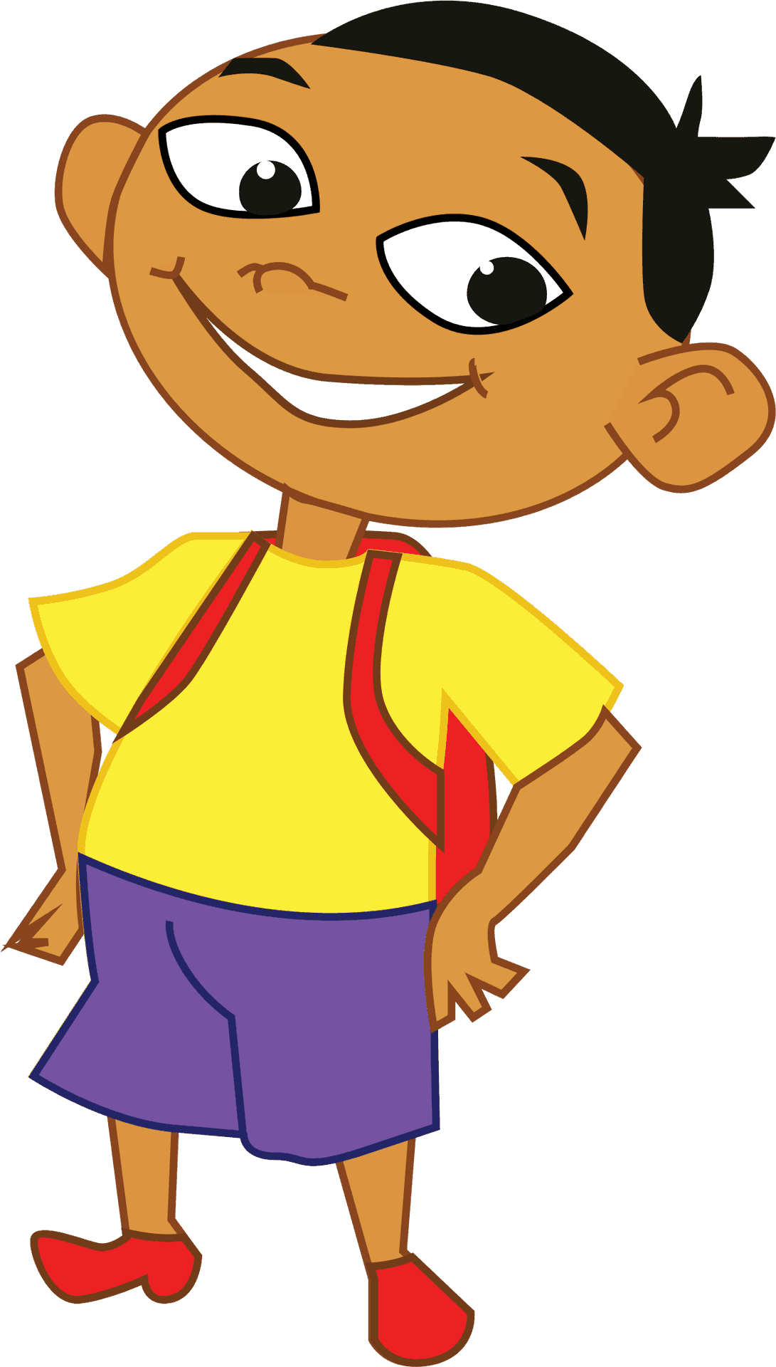 Confident Cartoon Boy Illustration PNG Image