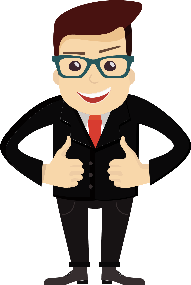 Confident Cartoon Businessman Thumbs Up PNG Image