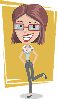 Confident Cartoon Girl Character PNG Image