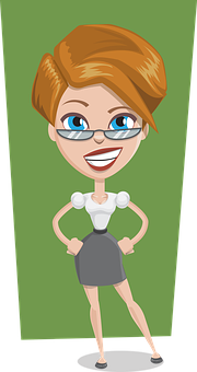 Confident Cartoon Girl Illustration PNG Image