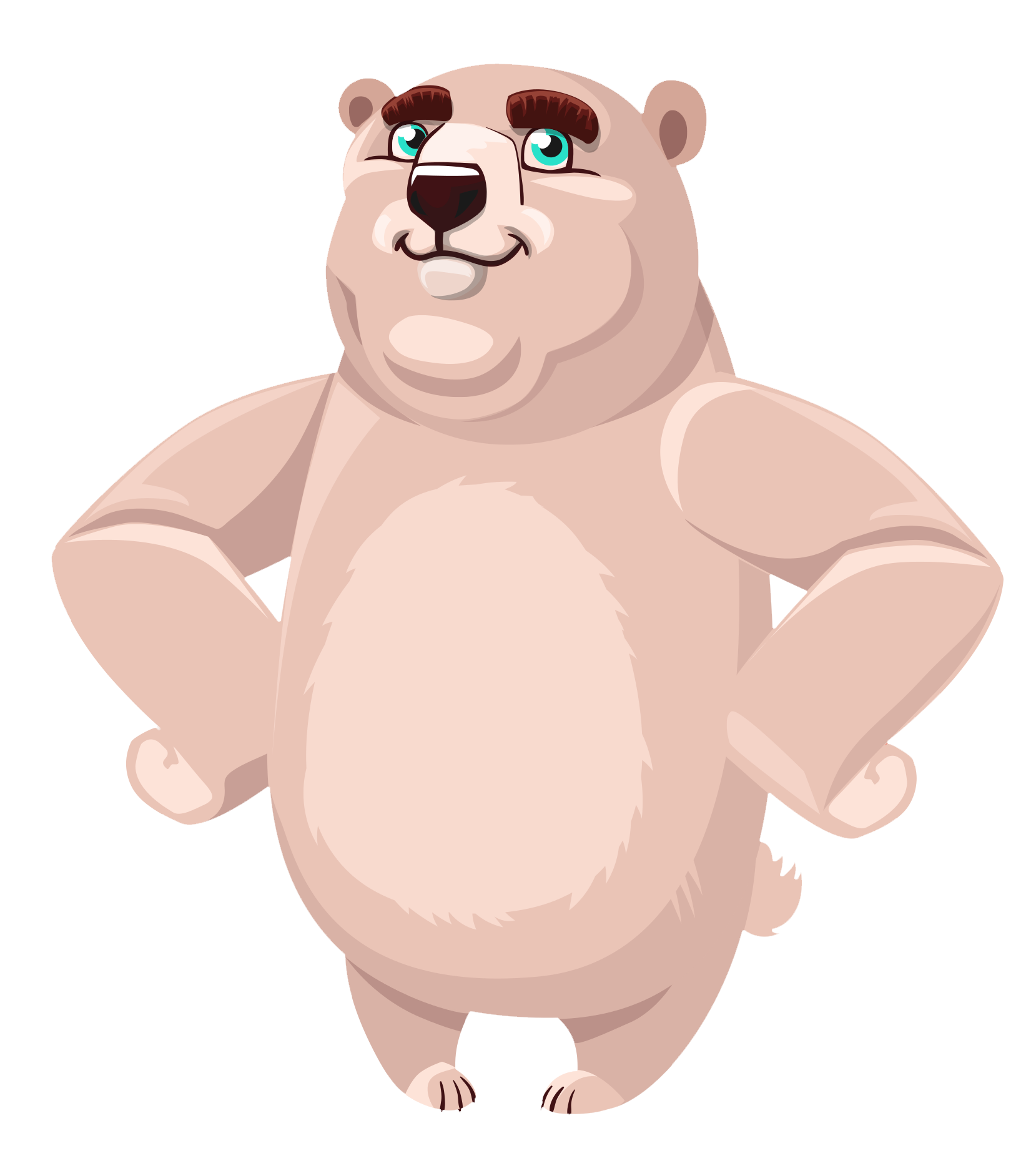 Confident Cartoon Polar Bear PNG Image