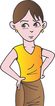 Confident Cartoon Woman Vector PNG Image