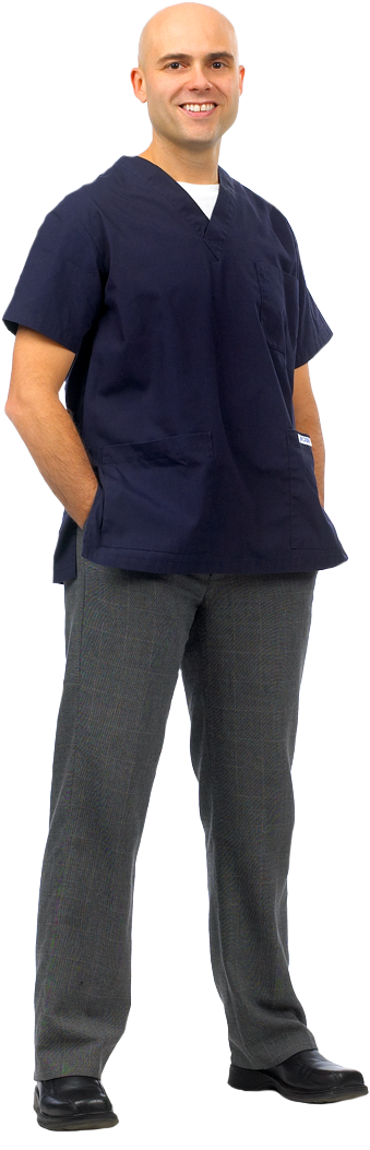 Confident Dentist Standing Pose PNG Image