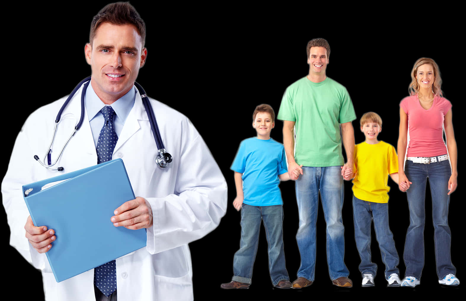 Confident Doctorand Happy Family PNG Image