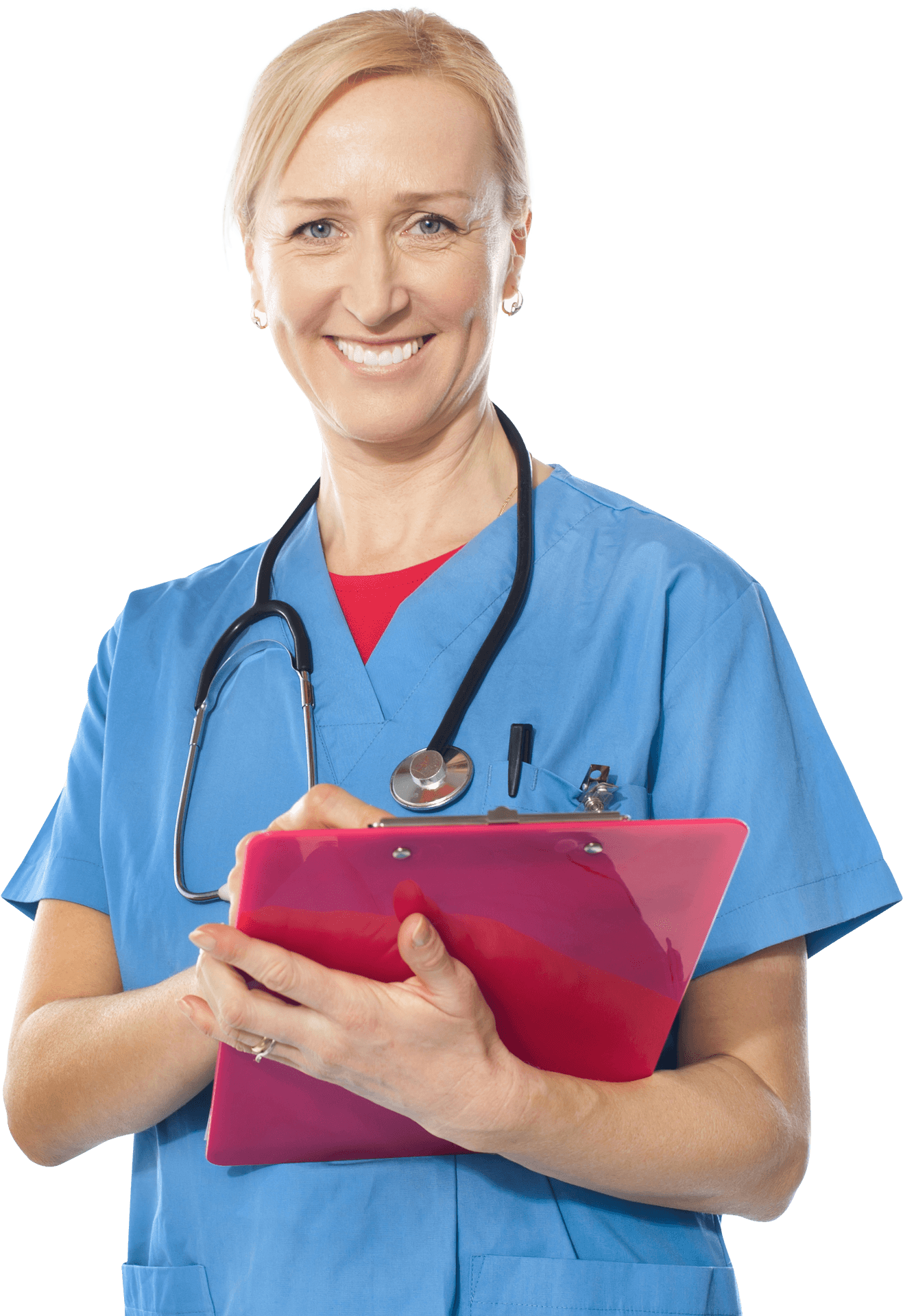 Confident Female Physician With Clipboard PNG Image