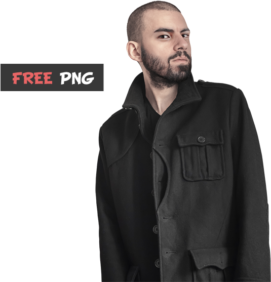 Confident Manin Black Coat PNG Image