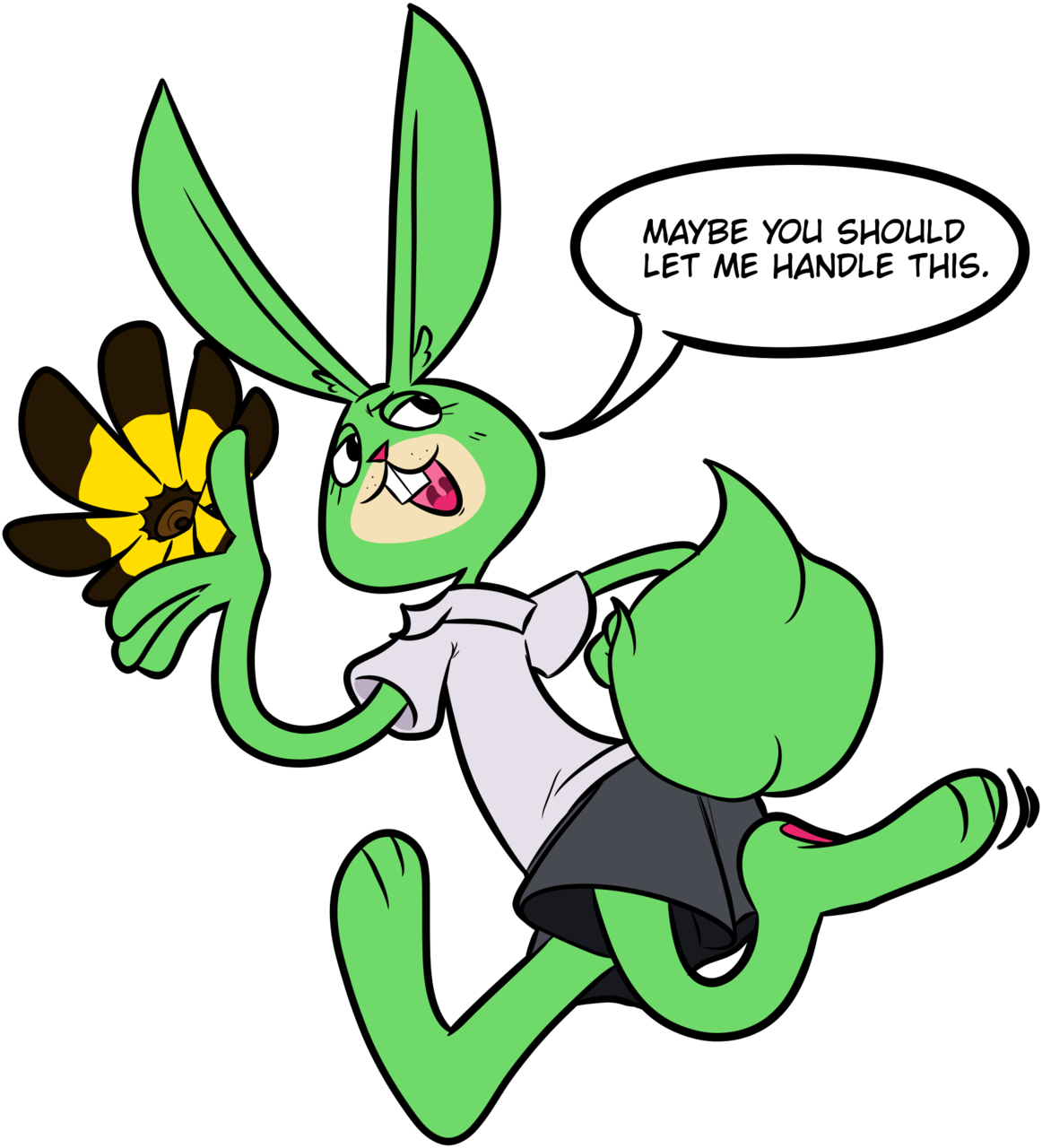 Confident Rabbit Cartoon Taking Charge PNG Image