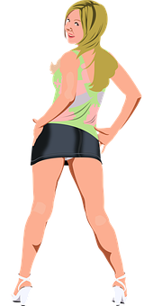 Confident Woman Pose Vector PNG Image