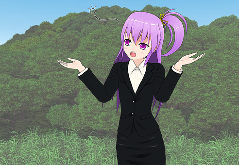 Confused Anime Girlin Forest PNG Image